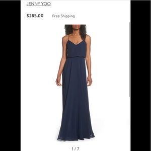 Jenny Yoo navy spaghetti strap dress